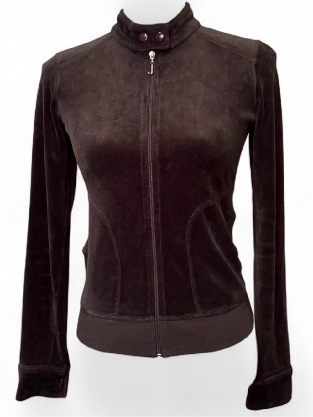 Vintage Y2K Juicy Couture Gray Zip Up Track Jacket Button Collar/Sleeves Size Sm